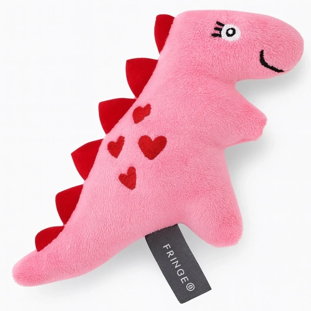 Pink Hearts Dinosaur Crinkle Cat or Dog Toy